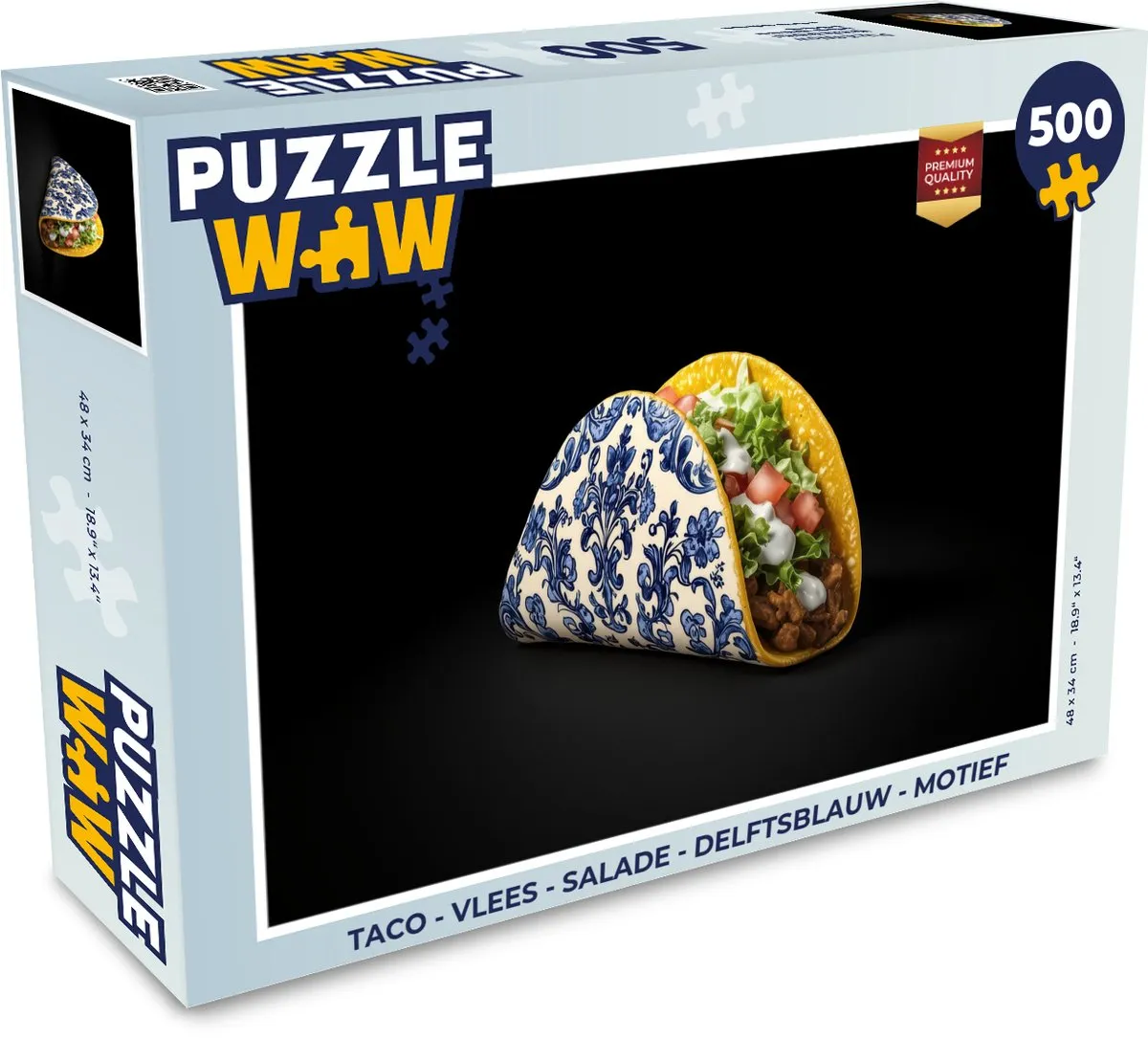 PuzzleWow Taco Legpuzzel 500 Stuks - Delftsblauw Motief