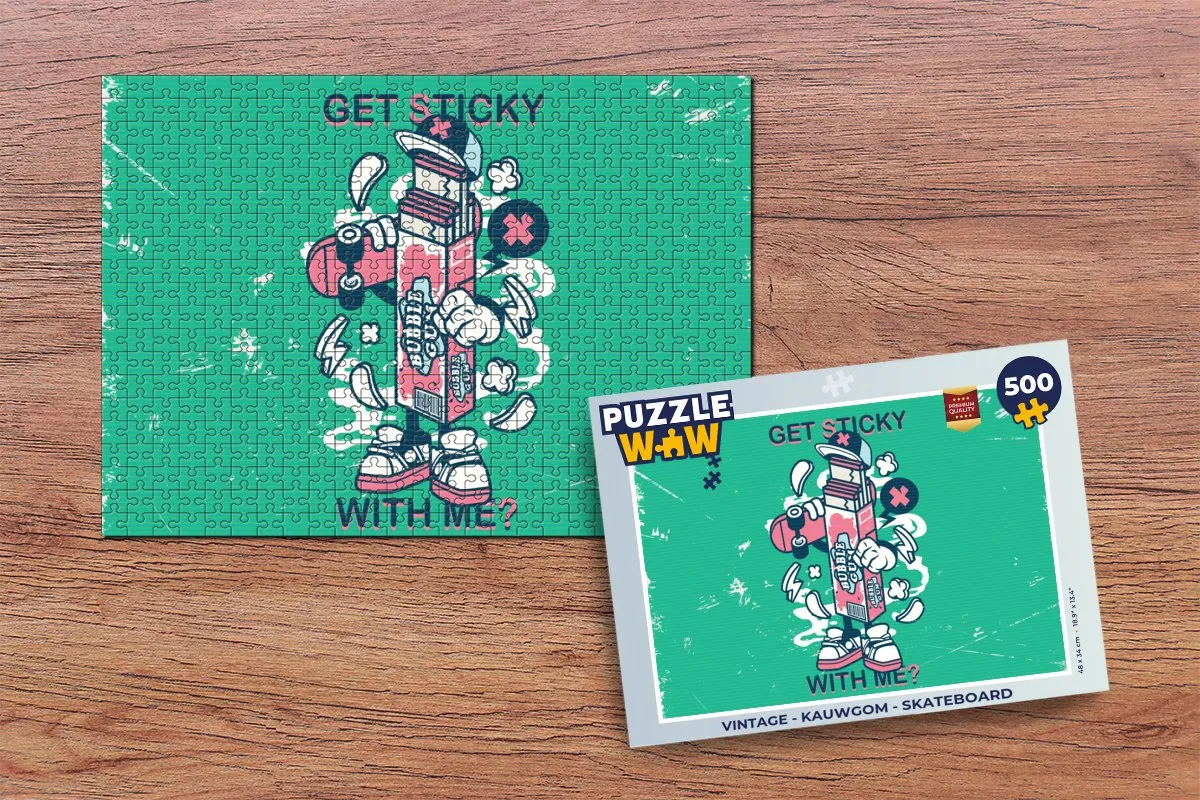 PuzzleWow Vintage Skateboard Legpuzzel 500 Stuks - Multicolor