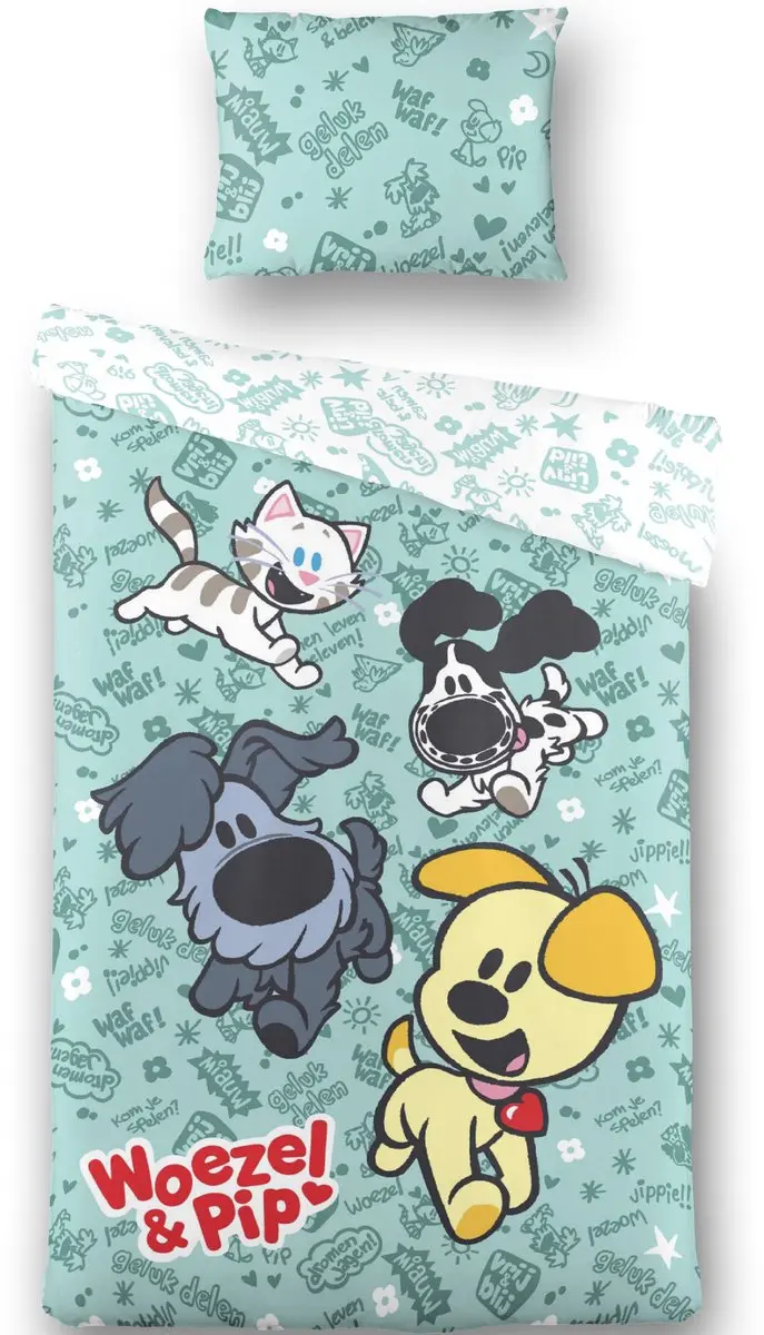 Woezel & Pip Dekbedovertrek Spelen 140 x 200 cm + 1 kussensloop 60 x 70 cm