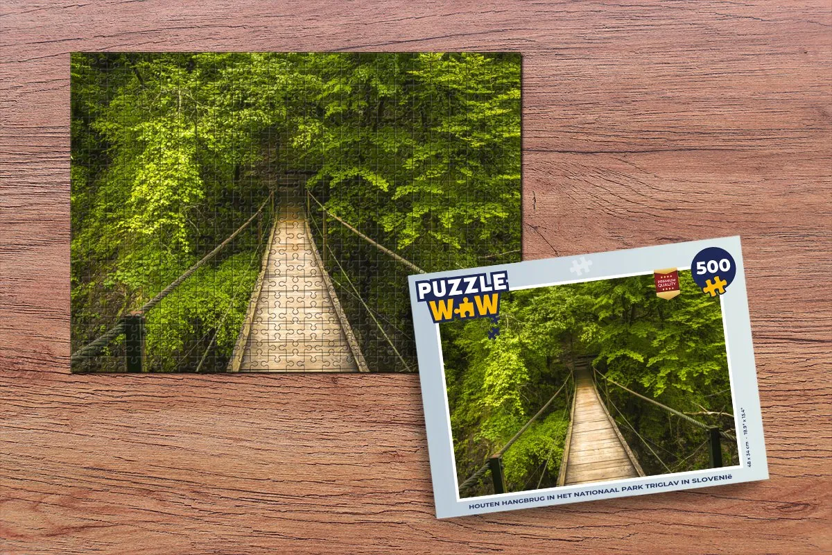 PuzzleWow Legpuzzel Houten Hangbrug Triglav 500 Stuks - Multicolor