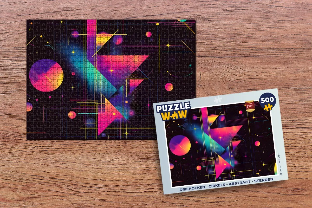 PuzzleWow Abstract Legpuzzel 500 Stuks - Driehoeken/Cirkels