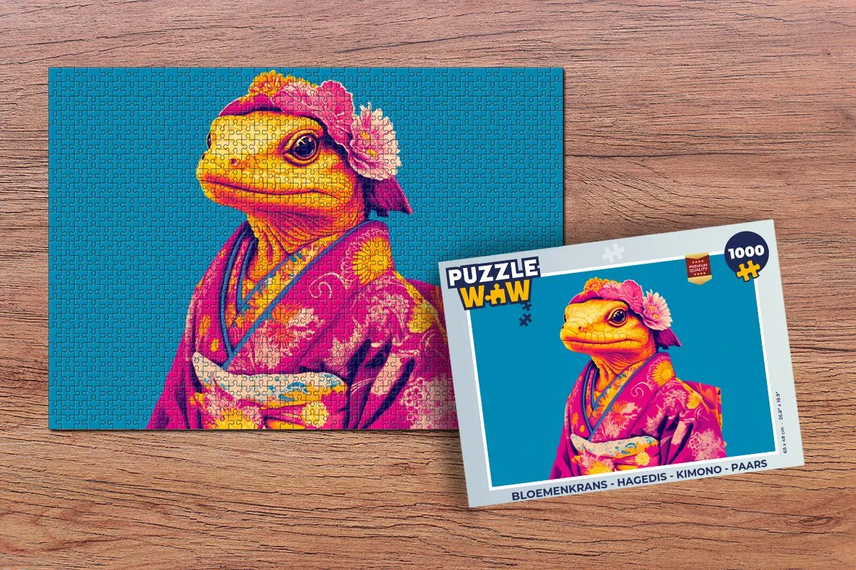 PuzzleWow Bloemenkrans Hagedis Legpuzzel 1000 Stuks - Paars