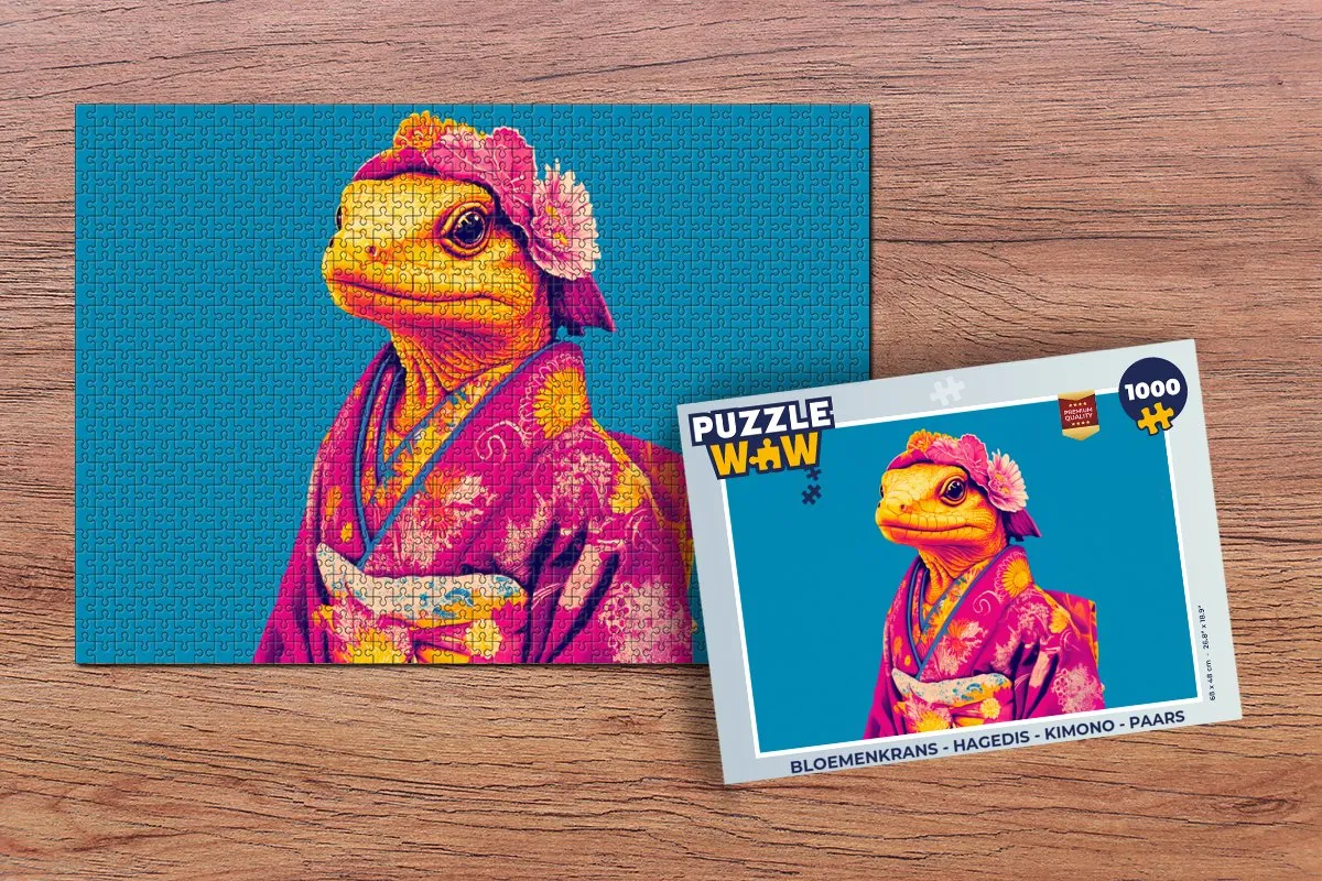 PuzzleWow Bloemenkrans Hagedis Legpuzzel 1000 Stuks - Paars