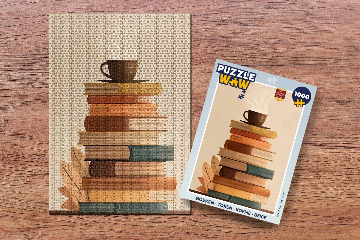PuzzleWow Legpuzzel 1000 Stuks - Toren Koffie Beige