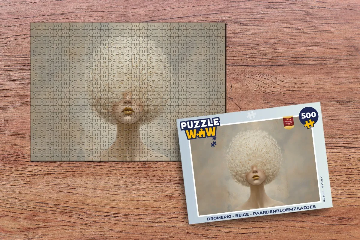PuzzleWow Paardenbloemzaadjes Puzzel 500 Stuks - Dromerig Beige