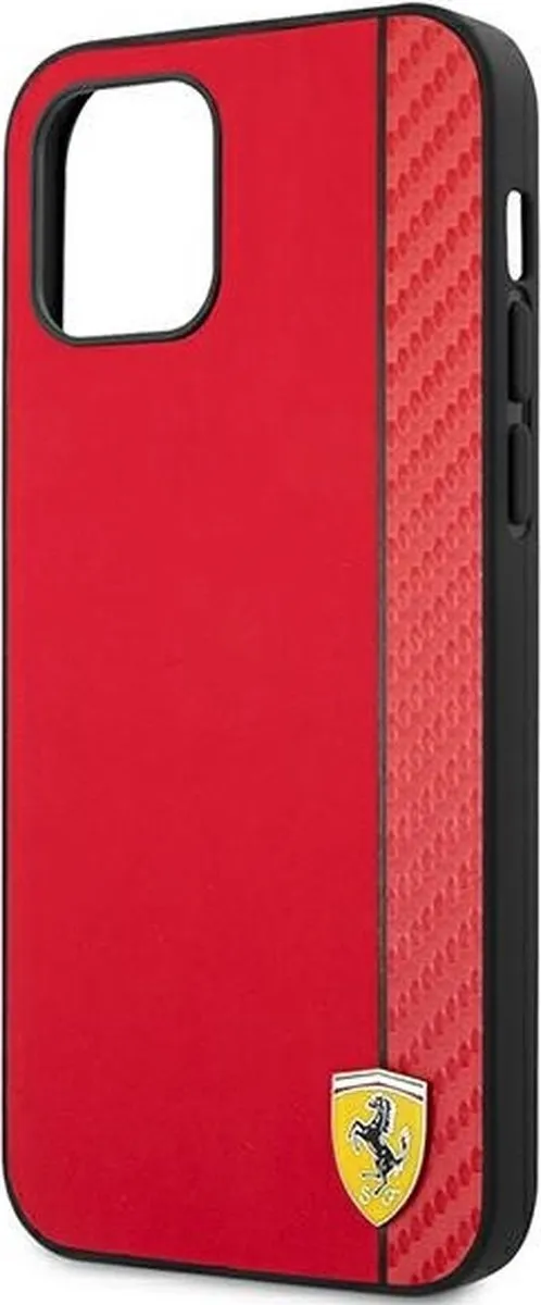 Ferrari Smooth Carbon Hoesje iPhone 12 Pro Max - Rood - afbeelding 6 van 6