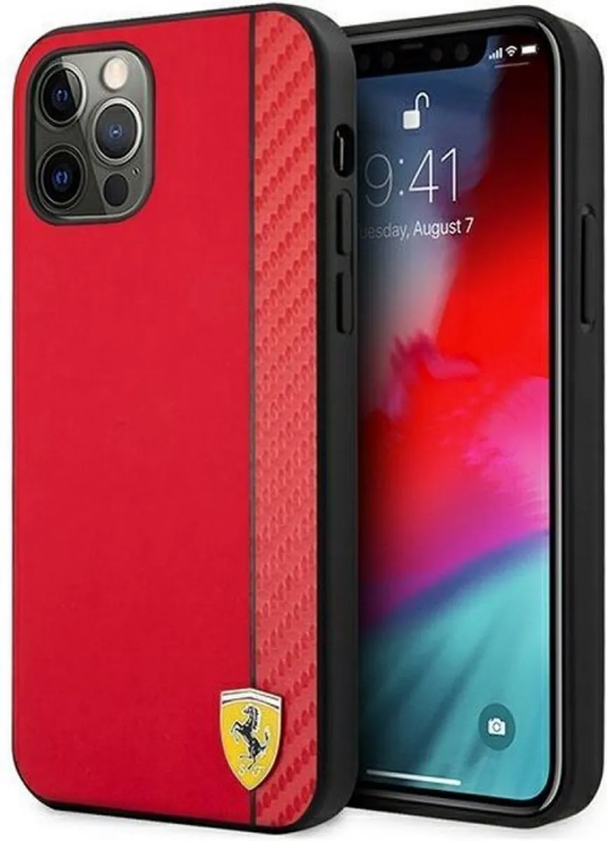 Ferrari Smooth Carbon Hoesje iPhone 12 Pro Max