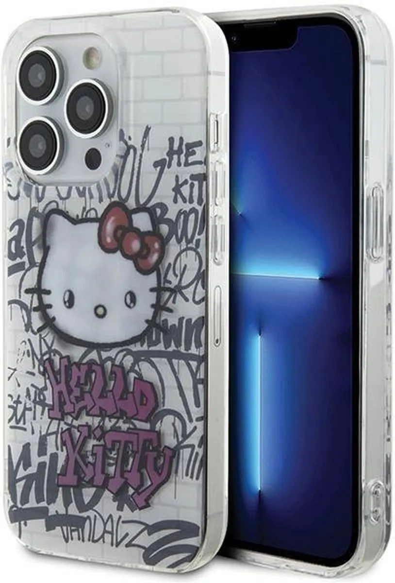 Hello Kitty IML Kitty On Bricks Hoesje iPhone 14 Pro - Wit