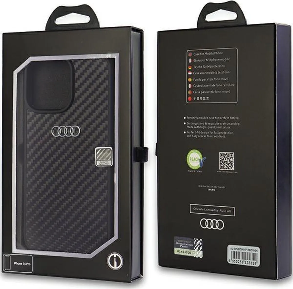 Audi Carbon Fiber Back Case voor iPhone 14 Pro - Zwart - afbeelding 6 van 6
