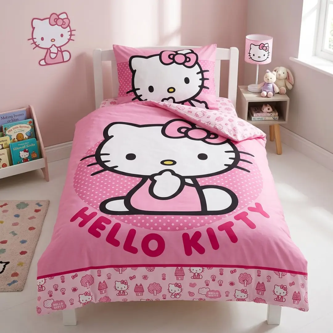 Hello Kitty Dekbedovertrek Eenpersoons 140x200cm - Roze - afbeelding 3 van 4