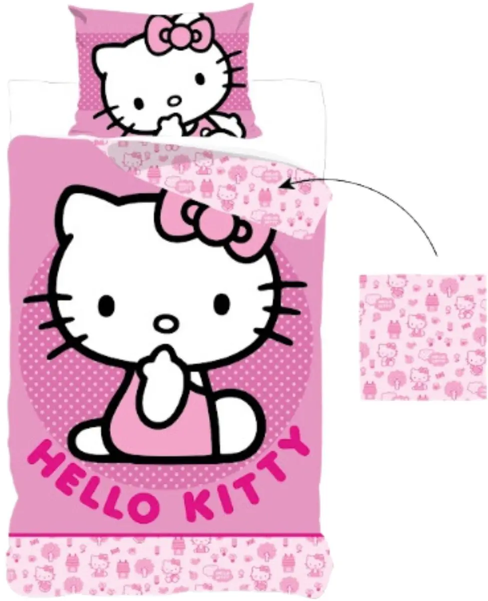 Hello Kitty Dekbedovertrek Eenpersoons 140x200cm - Roze - afbeelding 4 van 4
