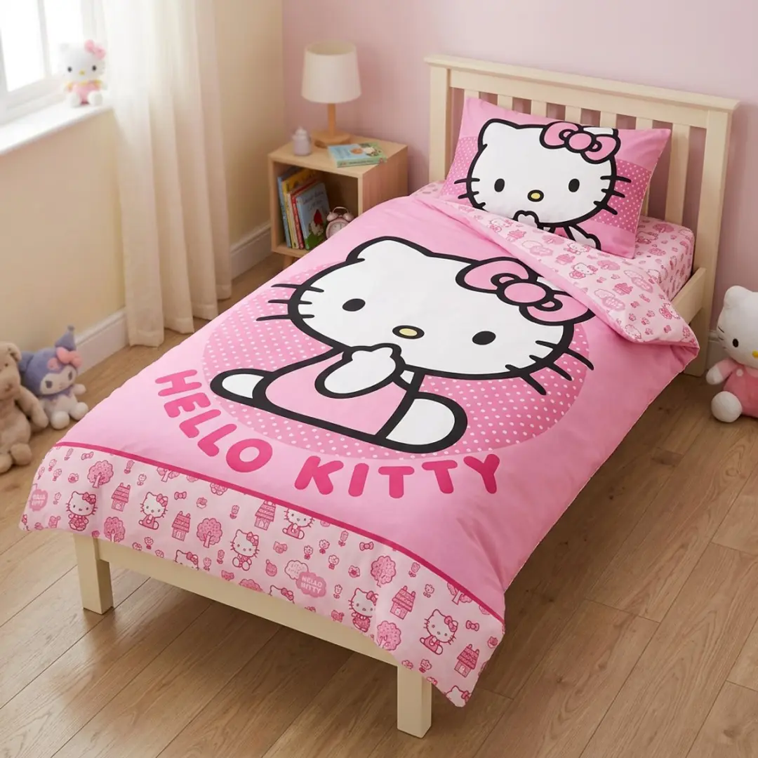 Hello Kitty Dekbedovertrek Eenpersoons 140x200cm - Roze - afbeelding 2 van 4