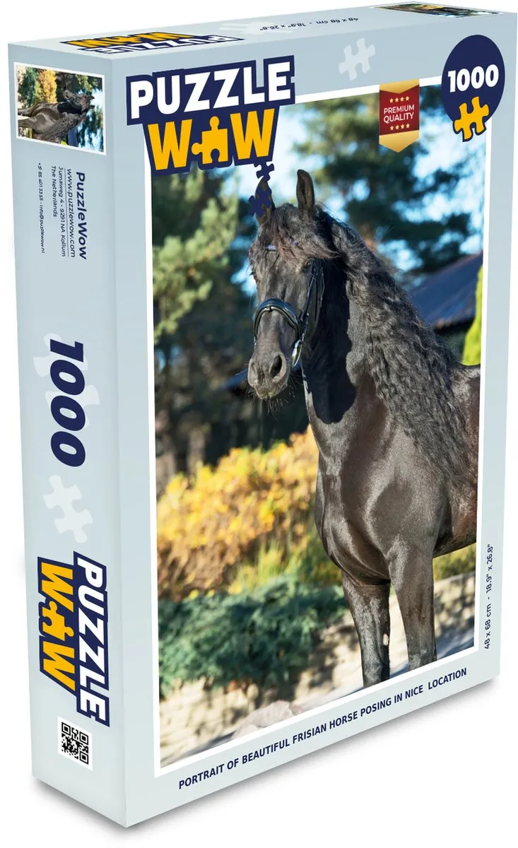 PuzzleWow Legpuzzel Fries Paard 1000 Stuks