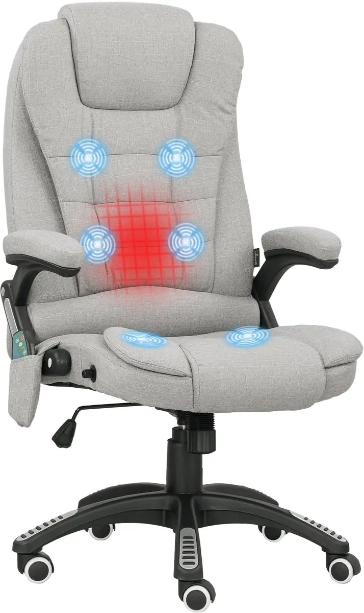 Vinsetto-Massage Bureaustoel-68x72x120cm-Polyester-Lichtgrijs