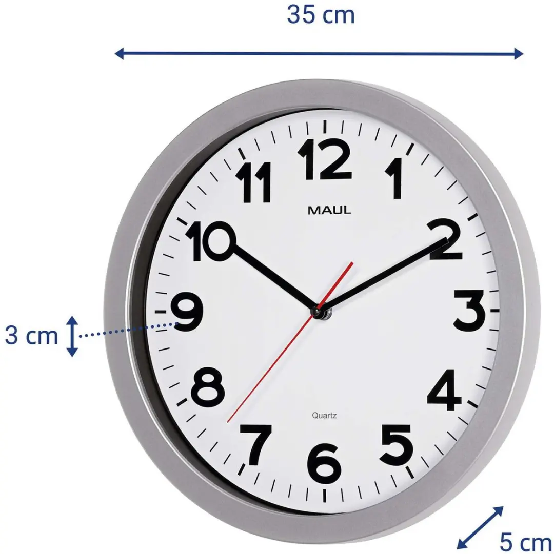 MAUL MAULstep Wandklok Ø35cm - Zilver - afbeelding 2 van 5