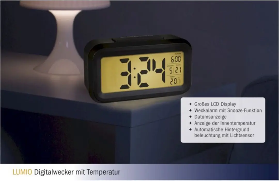 TFA Dostmann 60.2018.01 Digitale Wekker - Zwart - afbeelding 5 van 6
