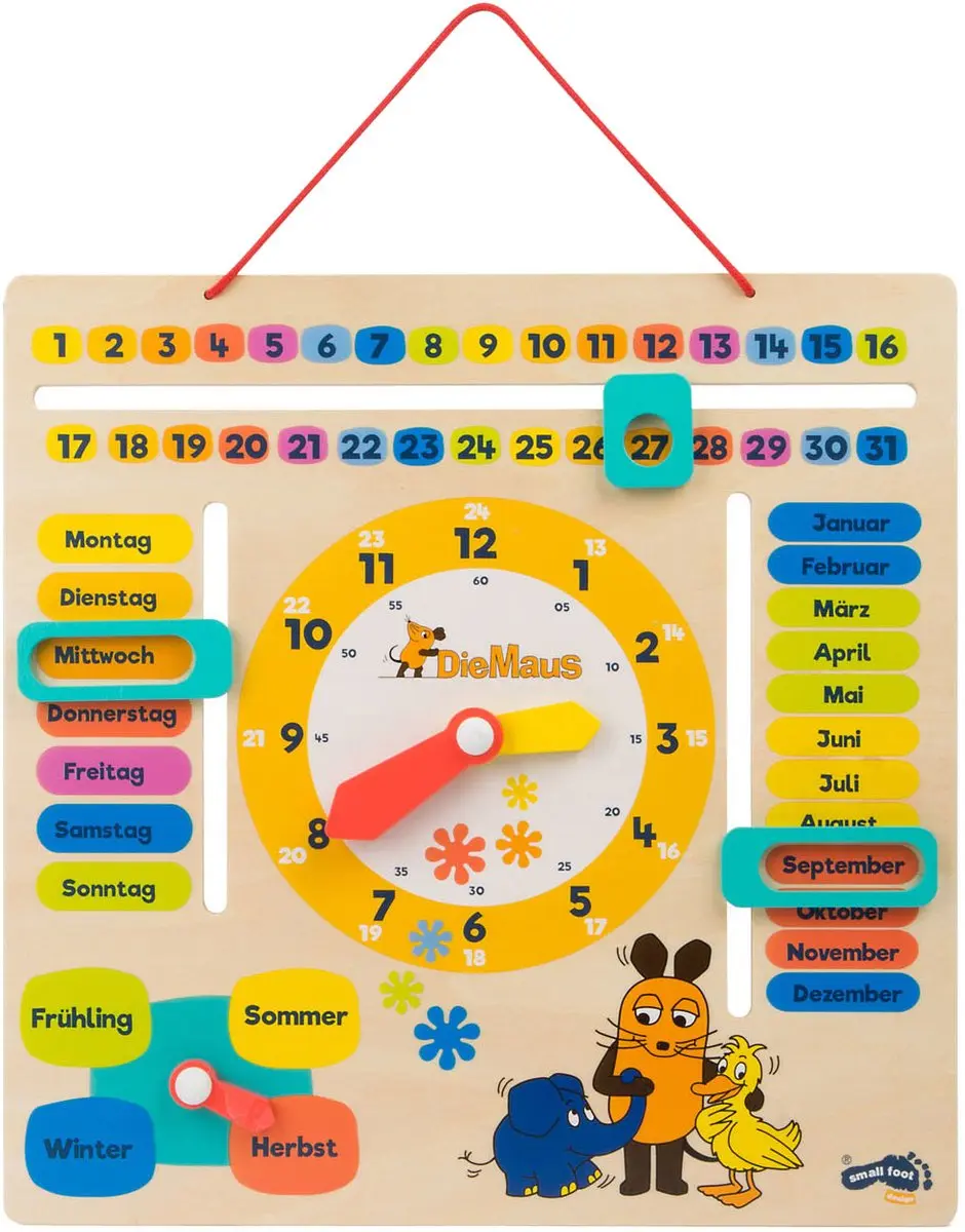Small Foot Houten Leerbord Klok Kijken Muis