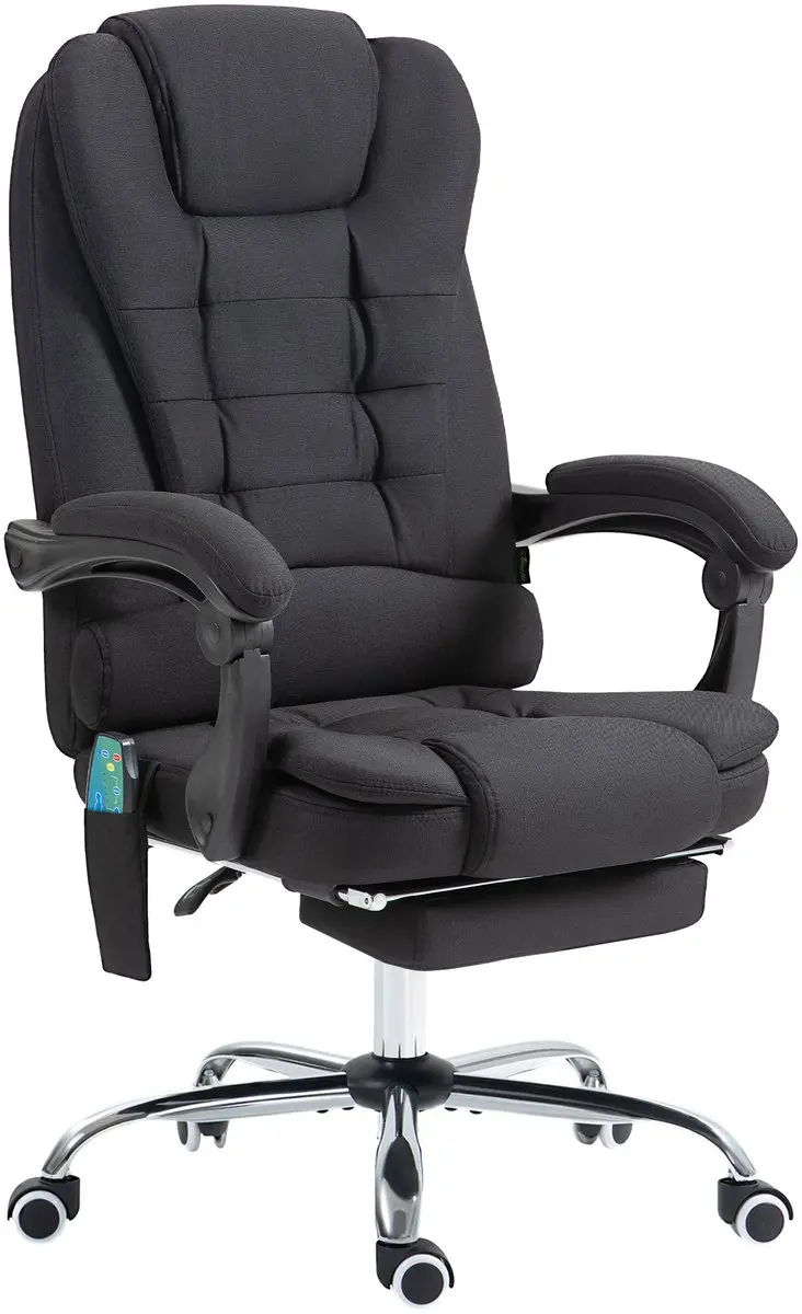 Vinsetto-Bürostuhl mit Massagefunktion-Polyester, Schaumstoff-65B x 70T x 111-119H cm-Schwarz
