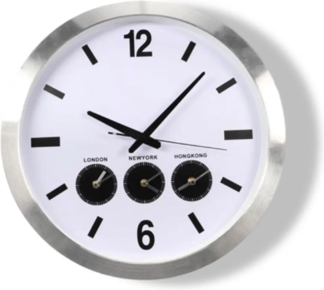 Perel Analoge Wereldklok 45,5cm - DCF Synchronisatie - Wit - afbeelding 5 van 6