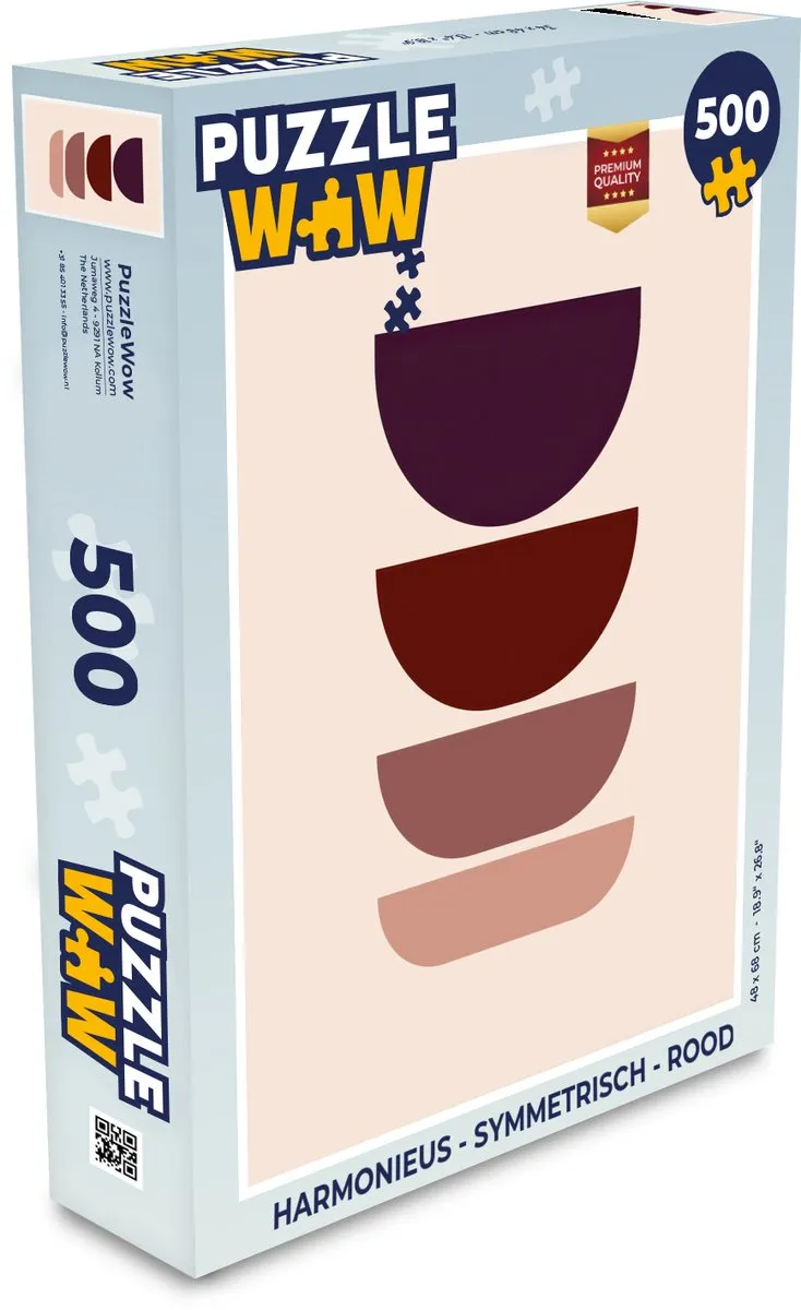 PuzzleWow Legpuzzel 500 Stuks - Symmetrisch Rood