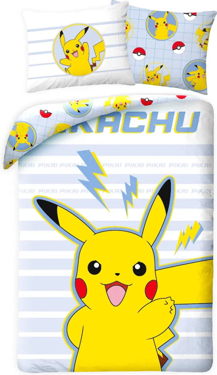 Pikachu Dekbedovertrek stripes 140 x 200 cm