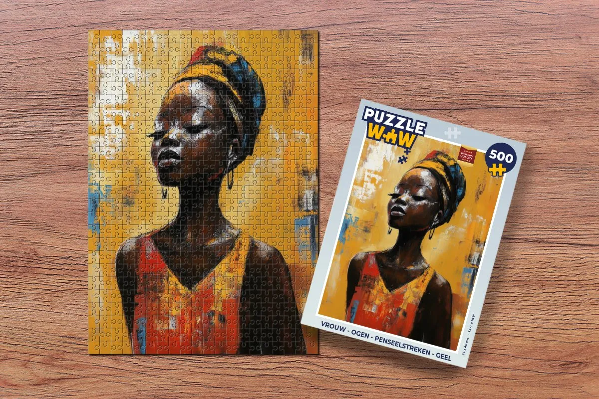 PuzzleWow Vrouw Ogen Penseelstreken Legpuzzel 500 Stuks - Geel