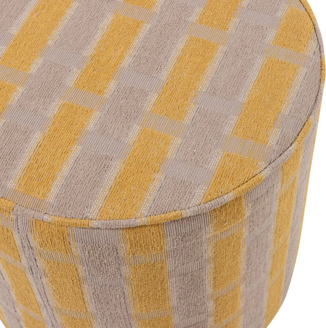 WOOOD Sarli Poef 46x46x46 - Taupe/Geel - afbeelding 4 van 4