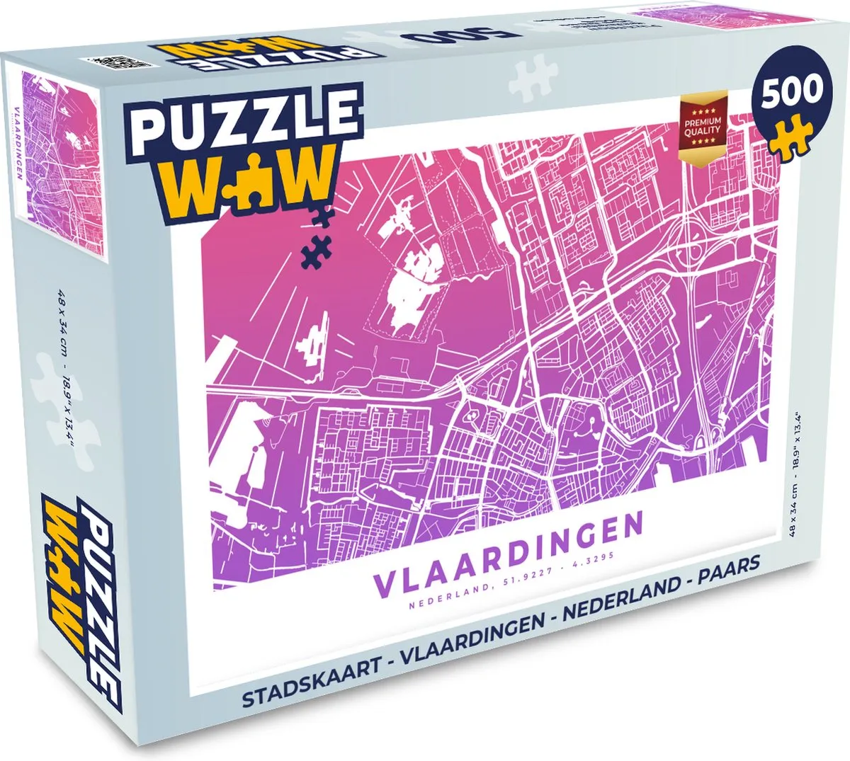PuzzleWow Stadskaart Vlaardingen Legpuzzel 500 Stuks