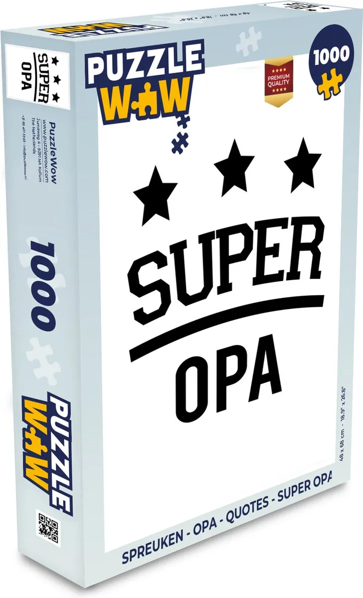 PuzzleWow Opa Legpuzzel 1000 Stuks - Multicolor