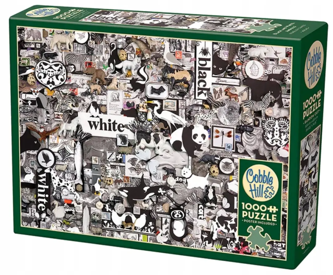 Cobble Hill Zwart-Witte Dieren Puzzel 1000 Stuks - 40043 - afbeelding 2 van 6