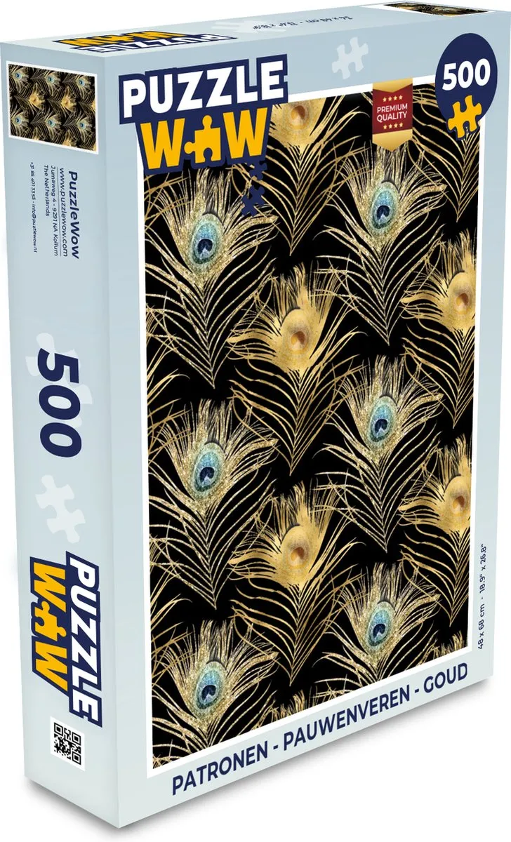 PuzzleWow Pauwenveren Legpuzzel 500 Stuks