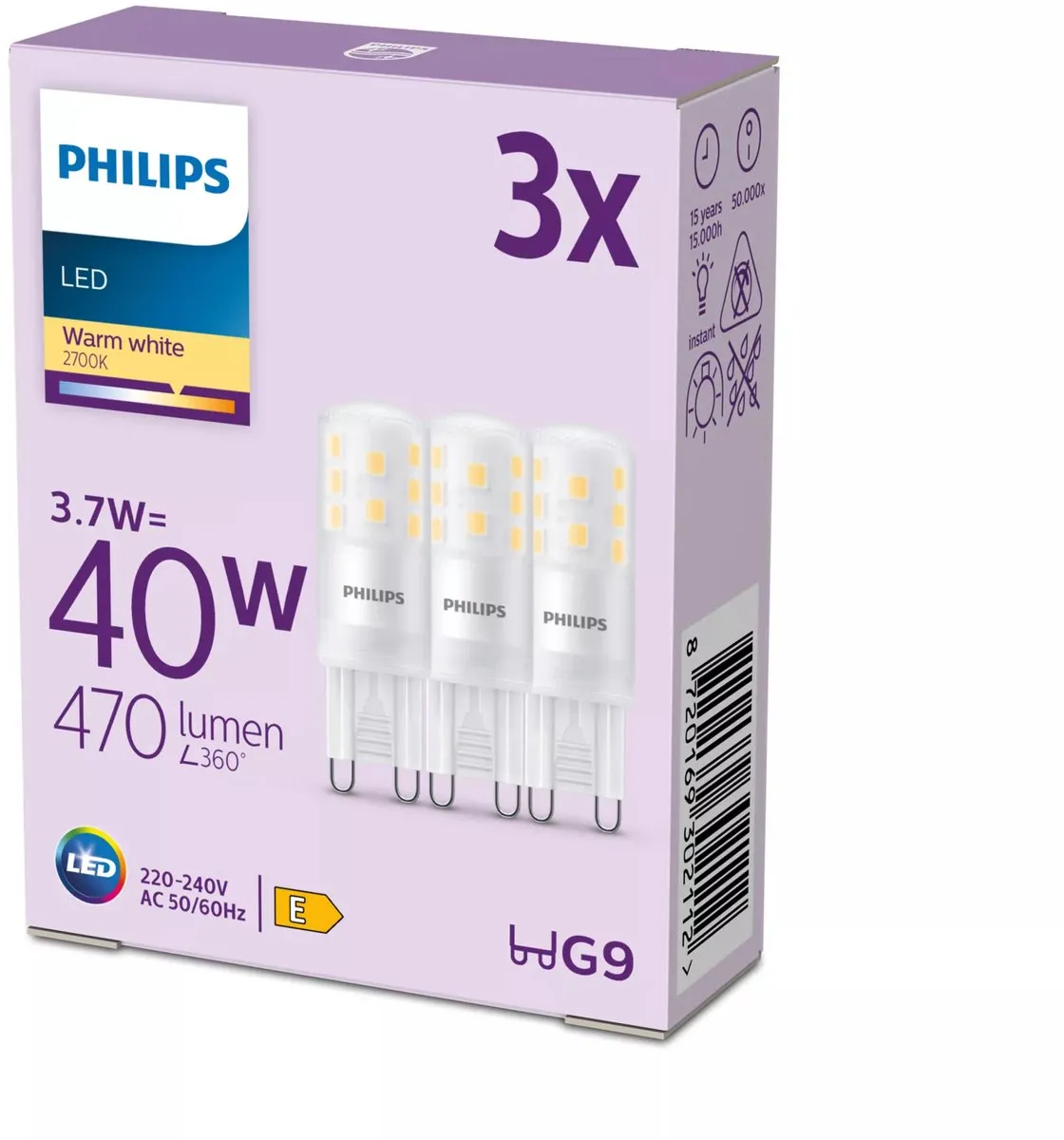 Philips LED Capsule G9 3.7W Warmwit - 3 Stuks