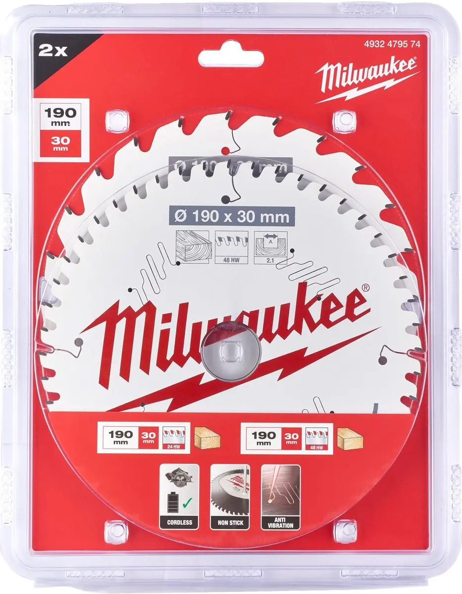 Milwaukee Cirkelzaagblad 190 x 30 mm Twin Pack (2-delig)