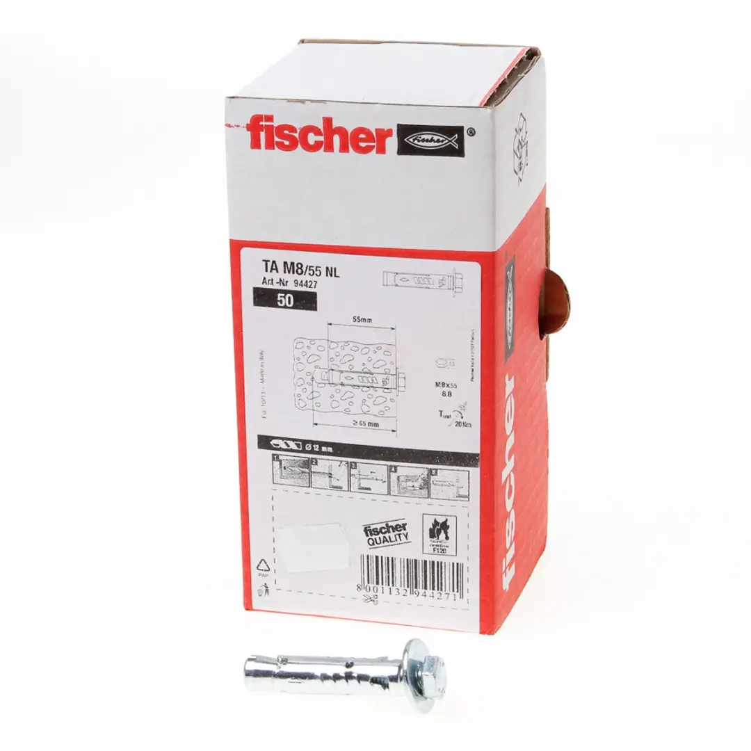 Fischer Hulsanker TA M8 8mm - 50 Stuks - Grijs - afbeelding 3 van 4