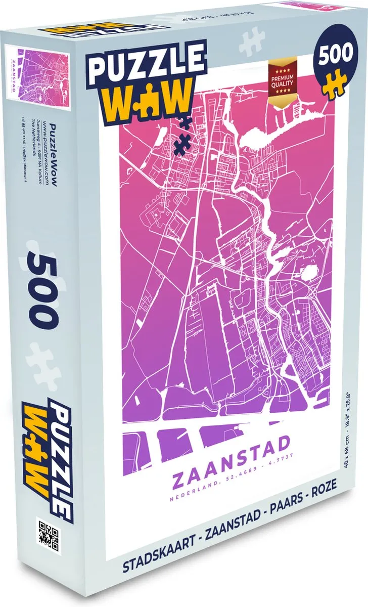 PuzzleWow Stadskaart Zaanstad Legpuzzel 500 Stuks