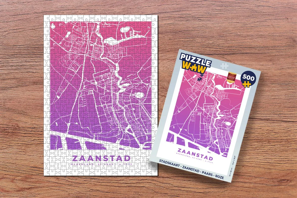 PuzzleWow Stadskaart Zaanstad Legpuzzel 500 Stuks - Multicolor