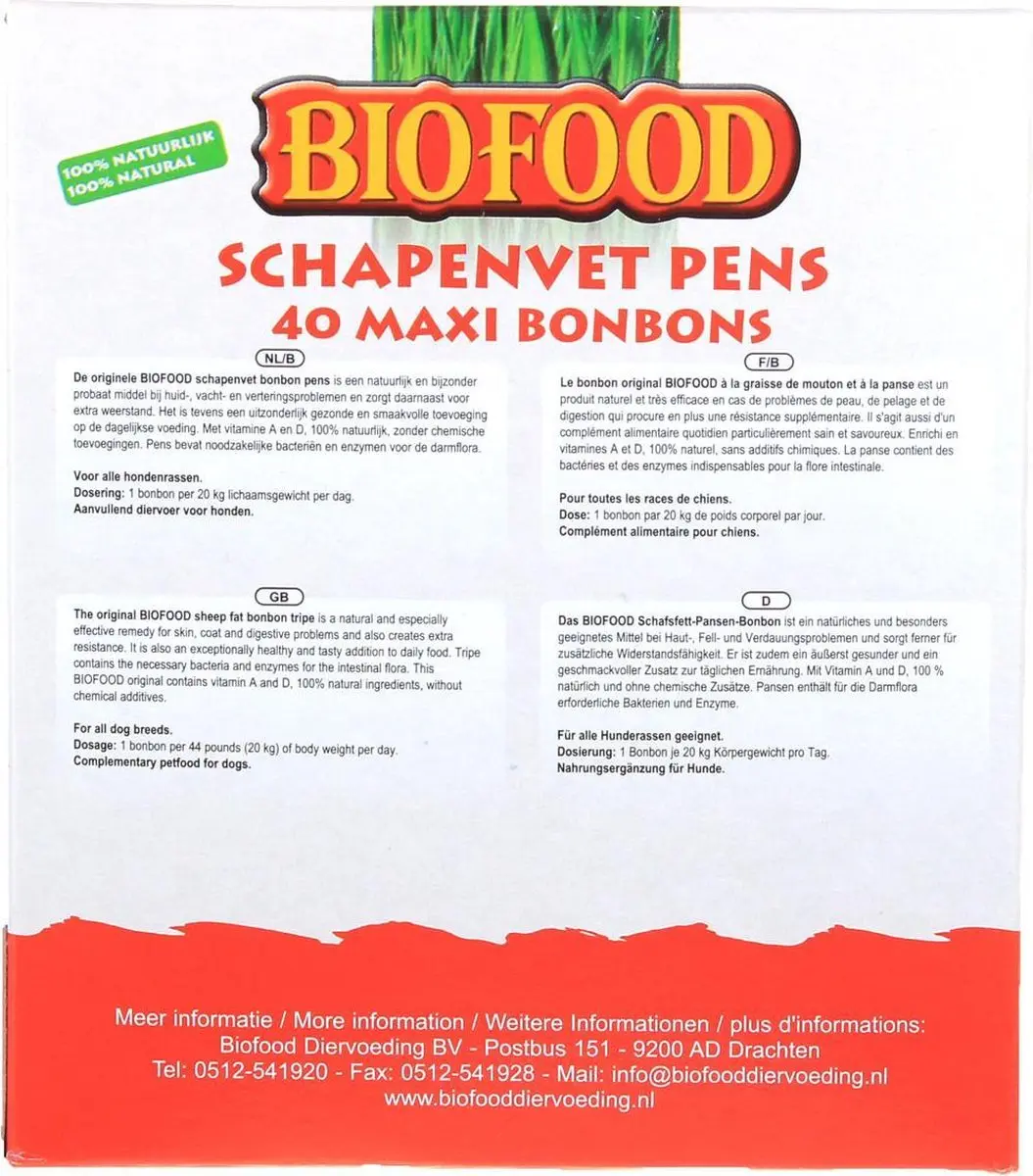 BF Petfood Biofood Schapenvet Maxi Bonbons - 40 Stuks