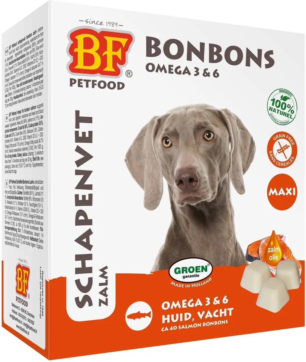 BF Petfood Biofood Schapenvet Maxi Bonbons Zalm - 250g