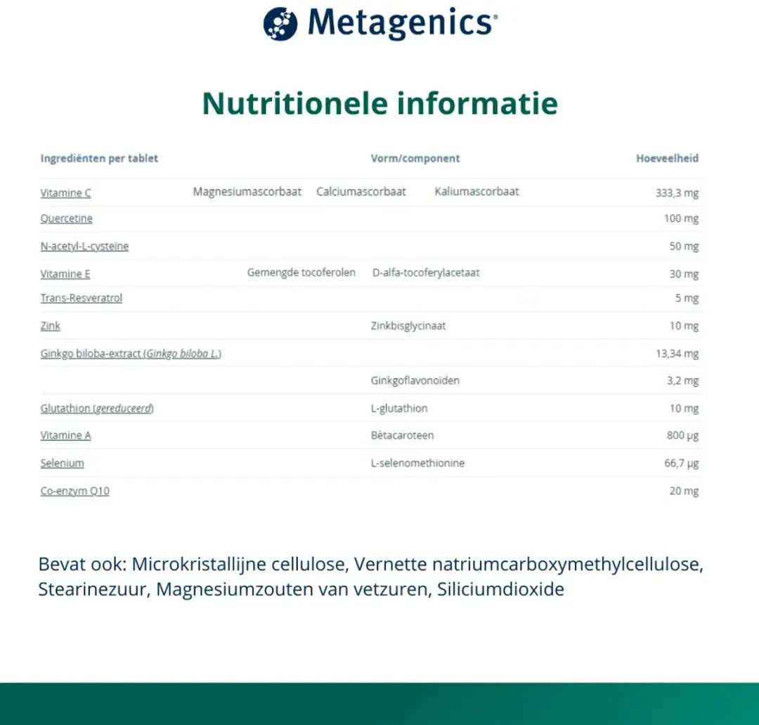 Metagenics Oxyperm Tabletten 90 stuks - afbeelding 4 van 5