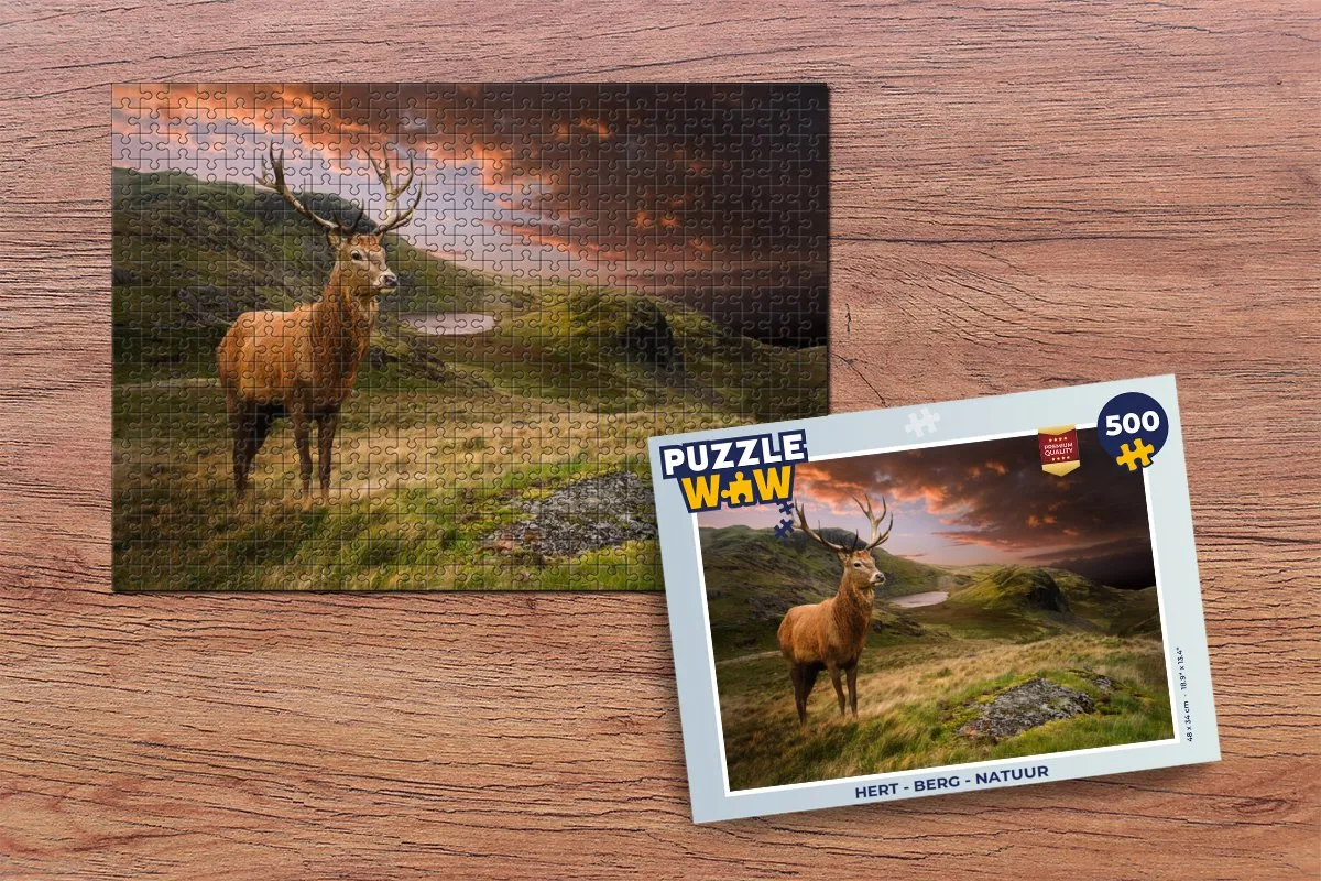 PuzzleWow Hert Berg Natuur Legpuzzel 500 Stuks - Multicolor