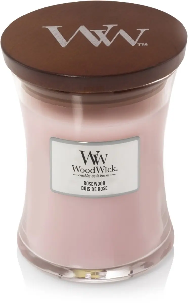 Woodwick Hourglass Geurkaars - Rosewood 60 uur - Roze