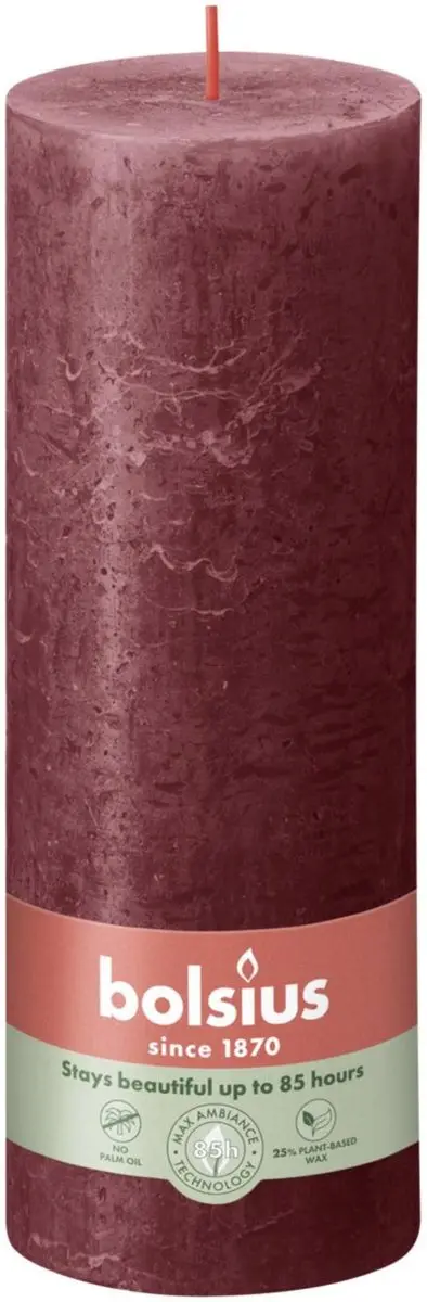 Bolsius Stompkaars Rustiek Velvet Red 19cm