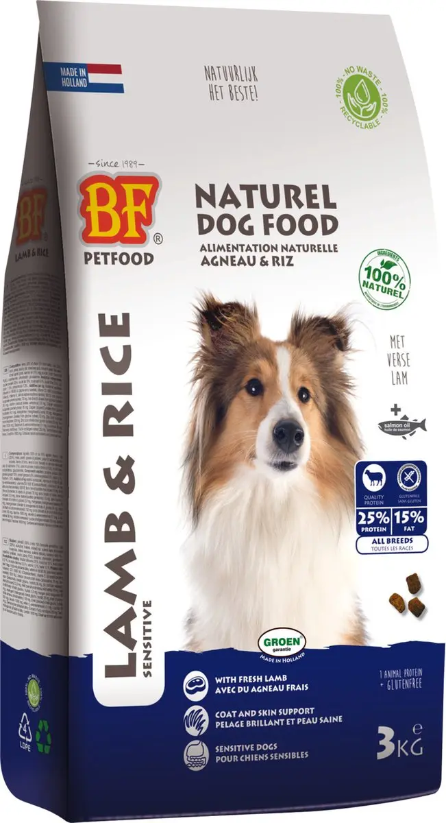 BF Petfood Biofood Lam/Rijst 12.5 KG