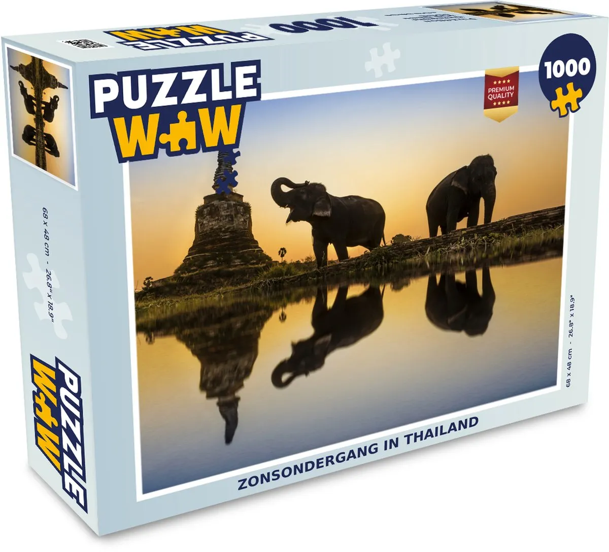 PuzzleWow Legpuzzel Zonsondergang in Thailand 1000 Stuks - Multicolor