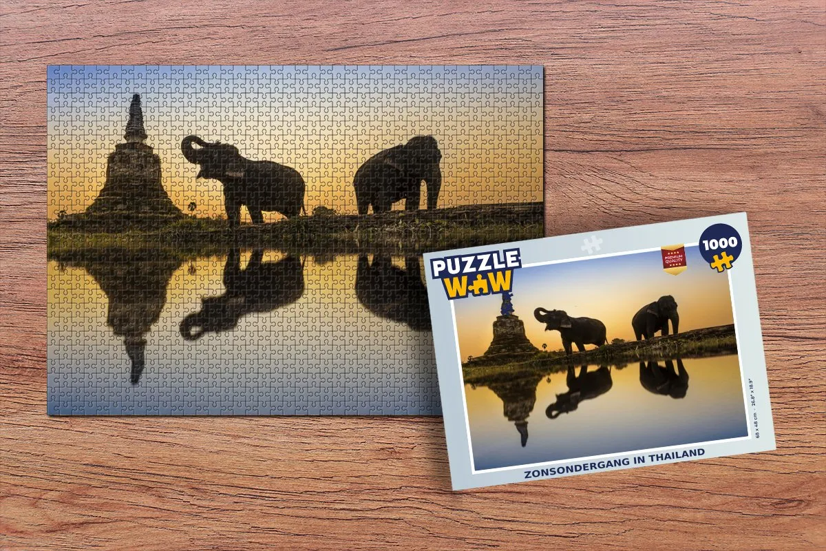 PuzzleWow Legpuzzel Zonsondergang in Thailand 1000 Stuks - Multicolor