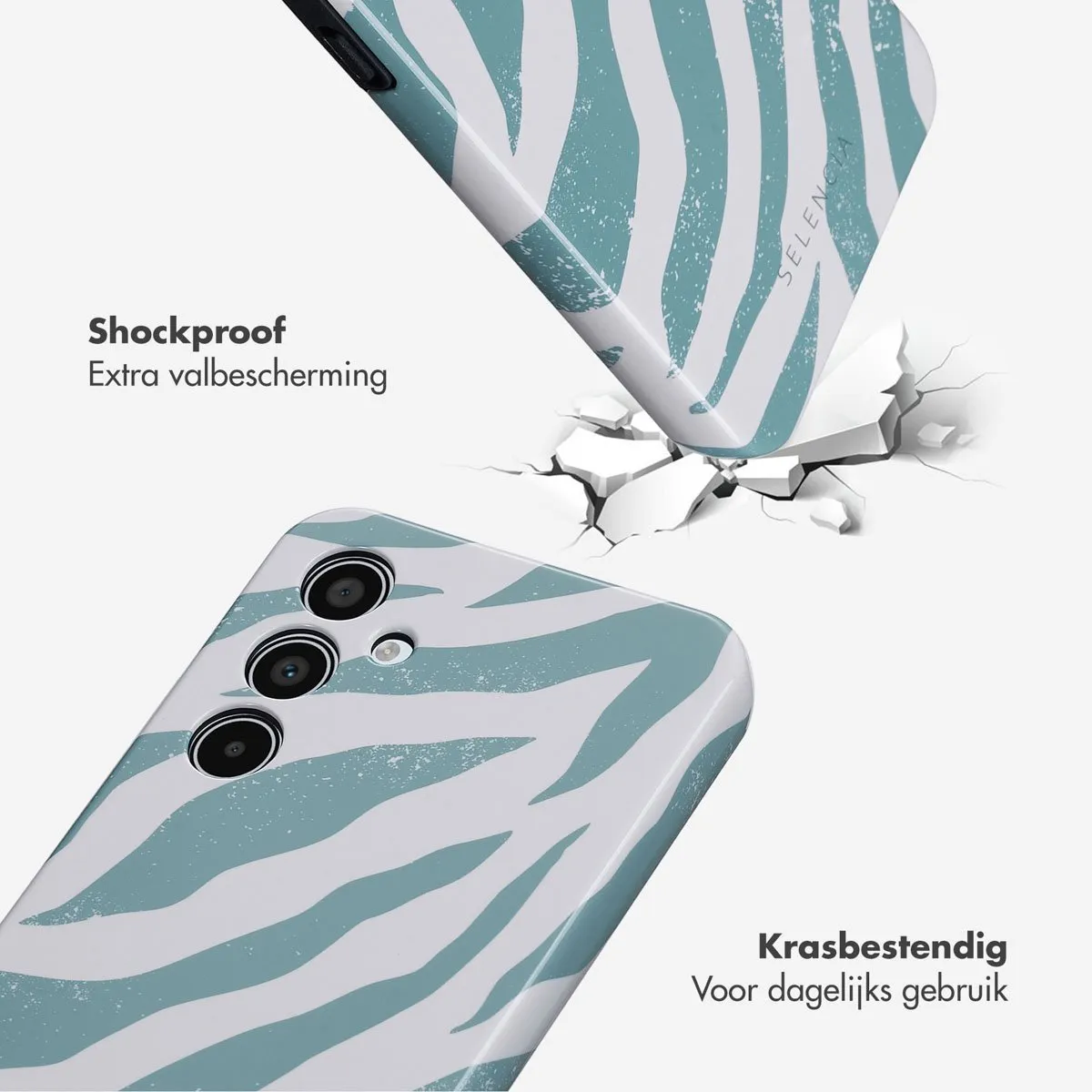 Selencia Hoesje Samsung Galaxy A35 Colorful Zebra Pine Blue