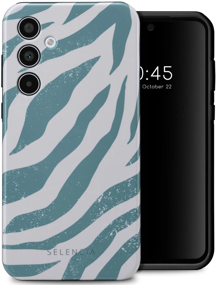 Selencia Hoesje Samsung Galaxy A35 Colorful Zebra Pine Blue