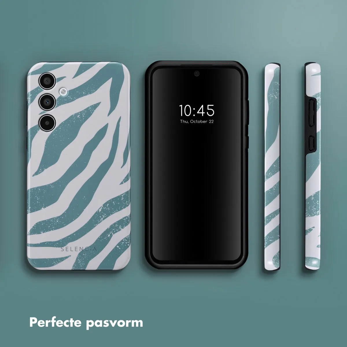 Selencia Hoesje Samsung Galaxy A35 Colorful Zebra Pine Blue