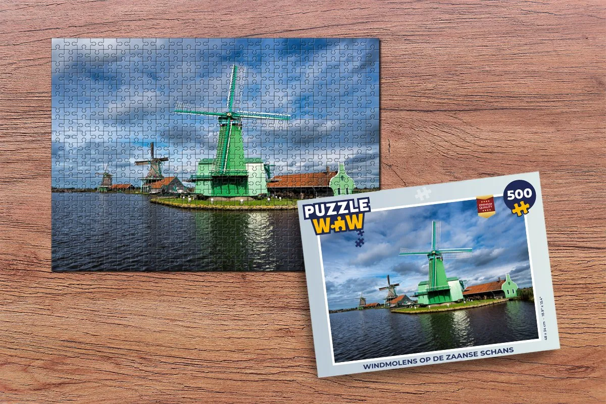 PuzzleWow Windmolens op de Zaanse Schans Legpuzzel 500 Stuks - Multicolor