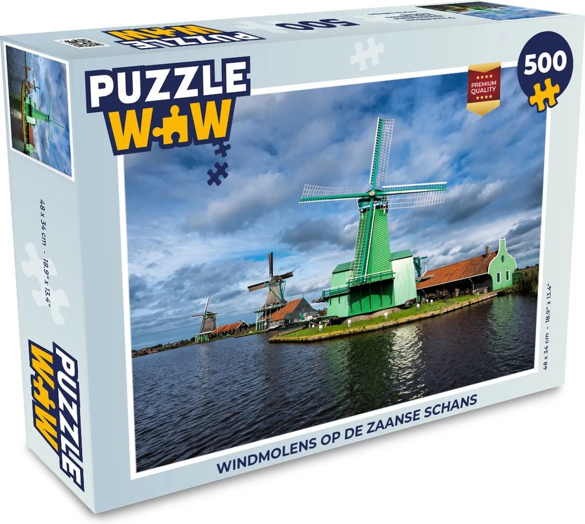 PuzzleWow Windmolens op de Zaanse Schans Legpuzzel 500 Stuks